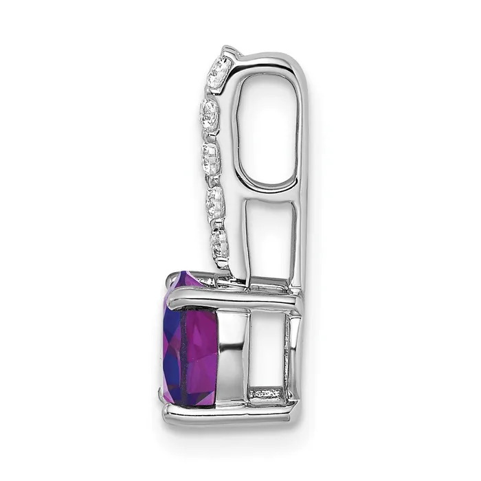 14k White Gold Round Amethyst and Diamond Pendant TreasureFineJewelers Necklaces