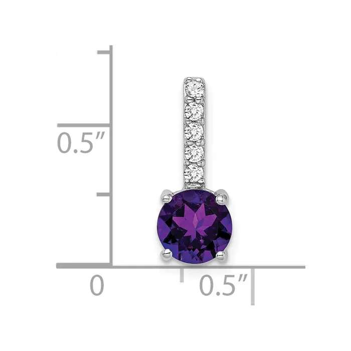 14k White Gold Round Amethyst and Diamond Pendant TreasureFineJewelers Necklaces