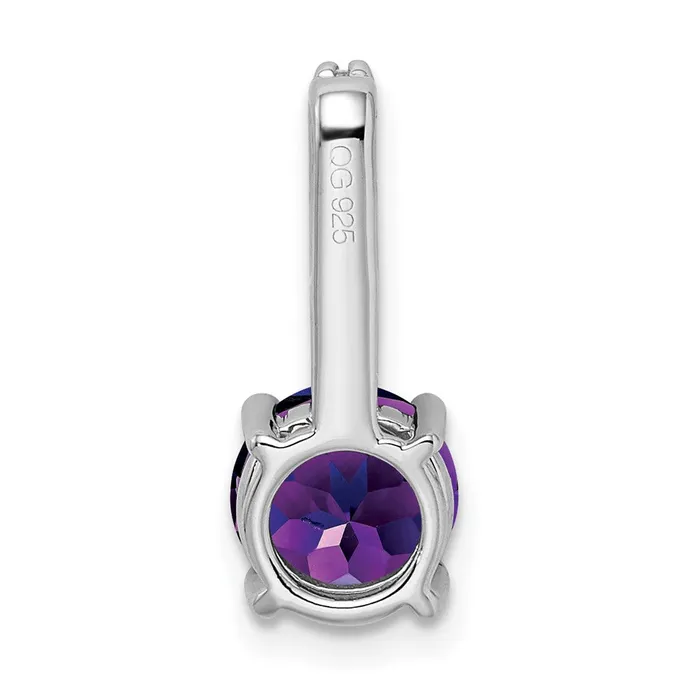 14k White Gold Round Amethyst and Diamond Pendant TreasureFineJewelers Necklaces