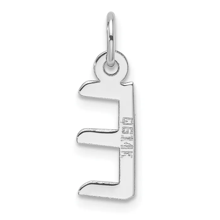 14K White Gold Slanted Block Letter E Initial Charm TreasureFineJewelers Charm Necklaces