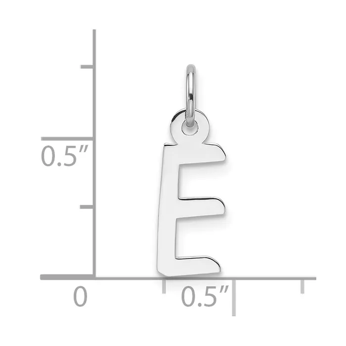 14K White Gold Slanted Block Letter E Initial Charm TreasureFineJewelers Charm Necklaces