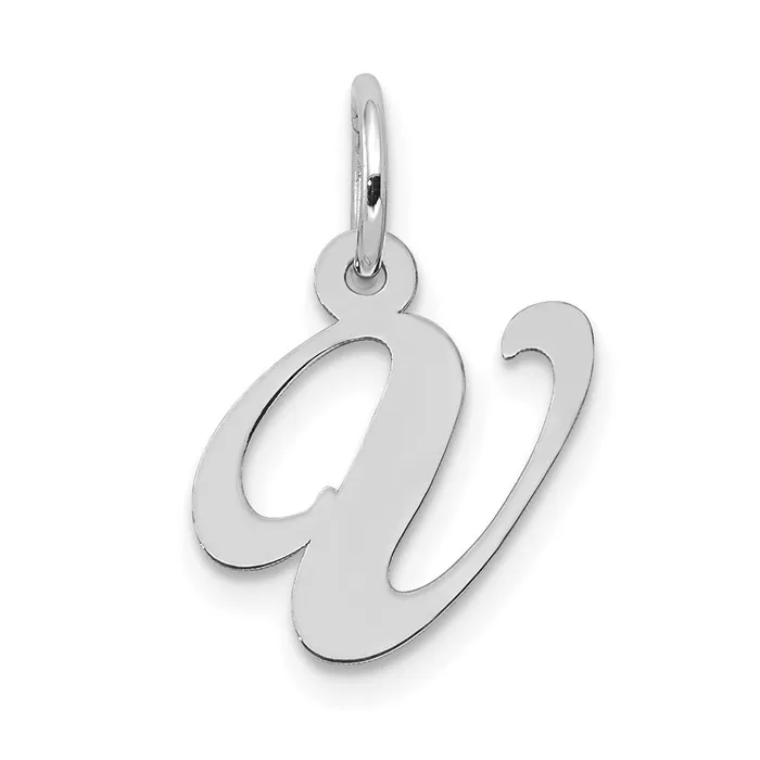 14k White Gold Small Fancy Script Letter V Initial Charm TreasureFineJewelers Charm Necklaces 14k White Gold Small Fancy Script Letter V Initial Charm TreasureFineJewelers Charm Necklaces