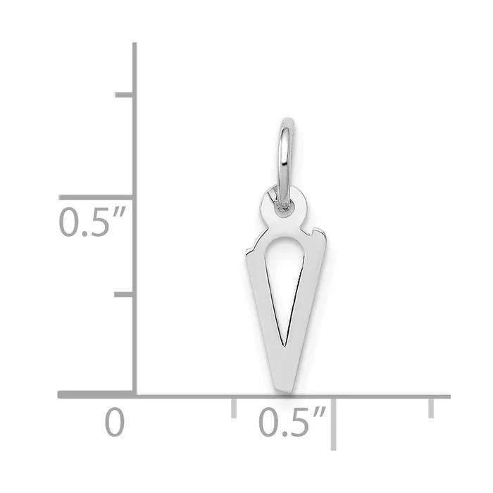 14K White Gold Small Slanted Block Letter V Initial Charm TreasureFineJewelers Charm Necklaces