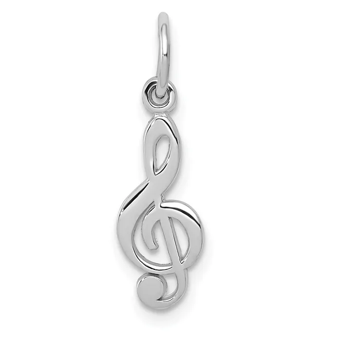 14k White Gold Treble Clef Charm TreasureFineJewelers Charm Necklaces