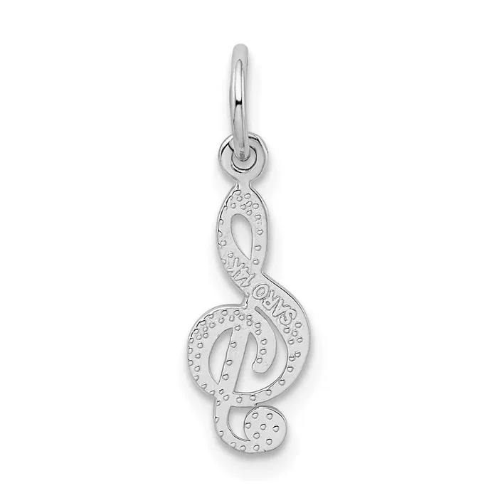 14k White Gold Treble Clef Charm TreasureFineJewelers Charm Necklaces