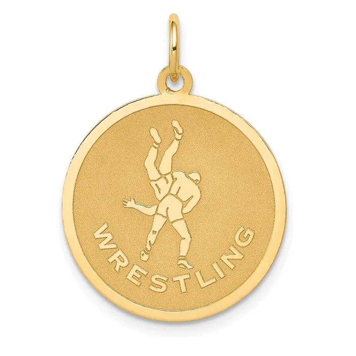 14k WRESTLING Disc Charm TreasureFineJewelers Charm Necklaces