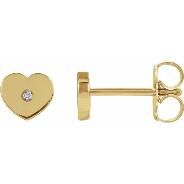 14K Yellow 01 CTW Diamond Solitaire Heart Youth Earrings TreasureFineJewelers Earrings 14K Yellow 01 CTW Diamond Solitaire Heart Youth Earrings TreasureFineJewelers Earrings
