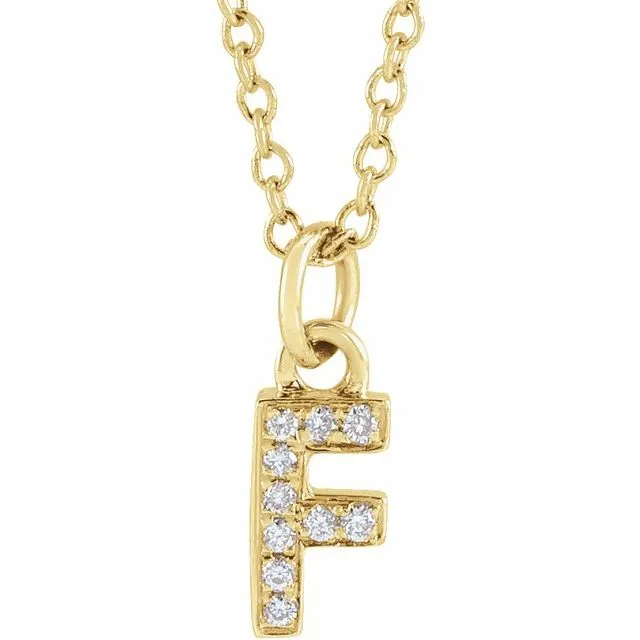 14K Yellow Gold 04 CTW Natural Diamond Petite Initial F 1618 Necklace TreasureFineJewelers Necklaces 14K Yellow Gold 04 CTW Natural Diamond Petite Initial F 1618 Necklace TreasureFineJewelers Necklaces