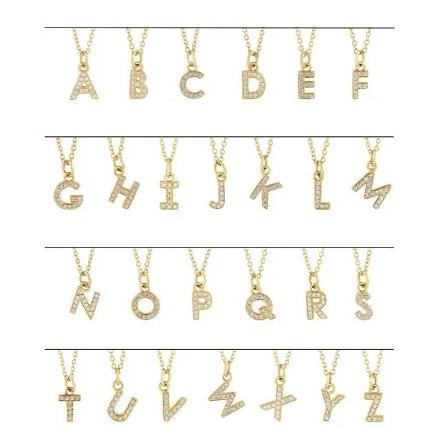 14K Yellow Gold 04 CTW Natural Diamond Petite Initial F 1618 Necklace TreasureFineJewelers Necklaces