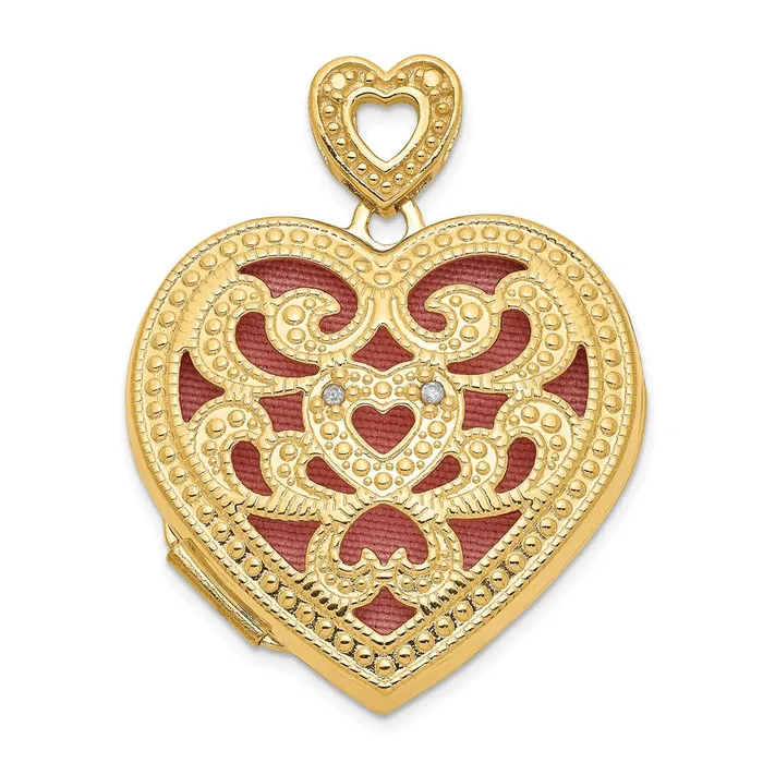 14k Yellow Gold 24mm w Diamond Vintage Heart Locket TreasureFineJewelers Necklaces 14k Yellow Gold 24mm w Diamond Vintage Heart Locket TreasureFineJewelers Necklaces