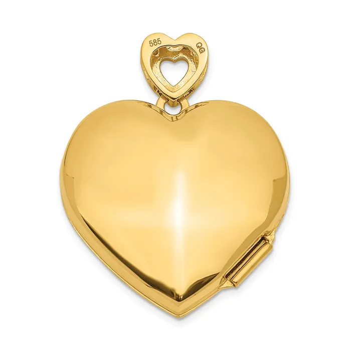 14k Yellow Gold 24mm w Diamond Vintage Heart Locket TreasureFineJewelers Necklaces