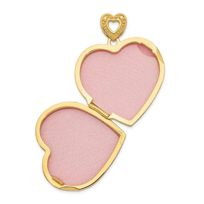 14k Yellow Gold 24mm w Diamond Vintage Heart Locket TreasureFineJewelers Necklaces