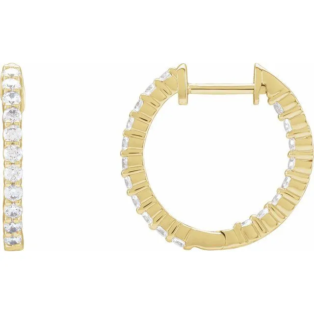 14K Yellow Gold 34 CTW Natural Diamond InsideOutside Hinged 172 mm Hoop Earrings TreasureFineJewelers Earrings 14K Yellow Gold 34 CTW Natural Diamond InsideOutside Hinged 172 mm Hoop Earrings TreasureFineJewelers Earrings