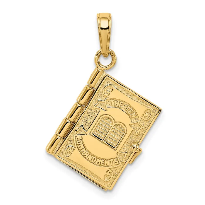 14k Yellow Gold 3D Ten Commandments Bible Pendant TreasureFineJewelers Necklaces 14k Yellow Gold 3D Ten Commandments Bible Pendant TreasureFineJewelers Necklaces