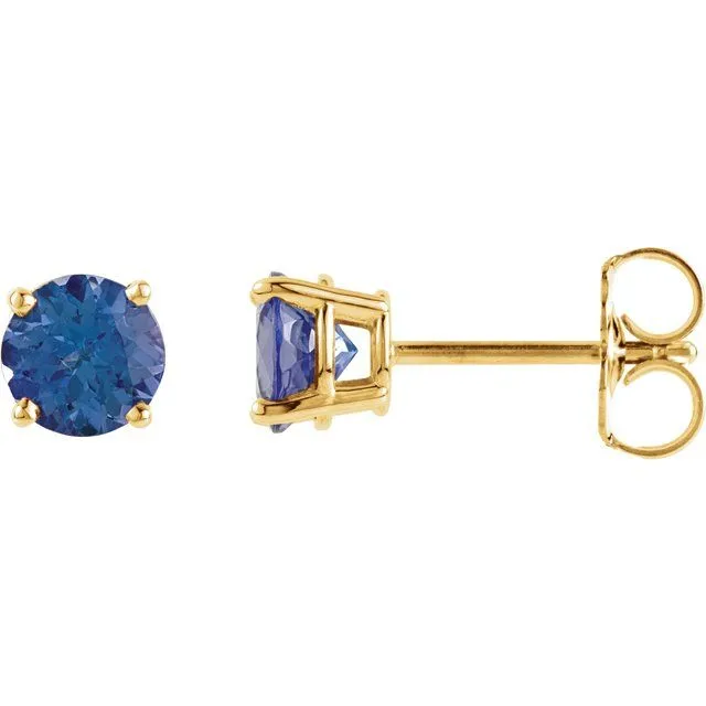 14K Yellow Gold 4 mm Natural London Blue Topaz Stud Earrings with Friction Post TreasureFineJewelers Earrings 14K Yellow Gold 4 mm Natural London Blue Topaz Stud Earrings with Friction Post TreasureFineJewelers Earrings