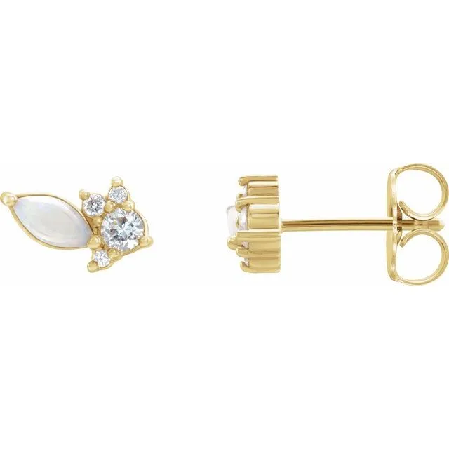14K Yellow Gold Australian Natural White Gold Opal 16 CTW Natural Diamond Cluster Earrings TreasureFineJewelers Earrings 14K Yellow Gold Australian Natural White Gold Opal 16 CTW Natural Diamond Cluster Earrings TreasureFineJewelers Earrings