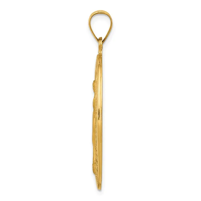 14k Yellow Gold Hollow Polished And Satin Miraculous Medal Pendant TreasureFineJewelers Necklaces