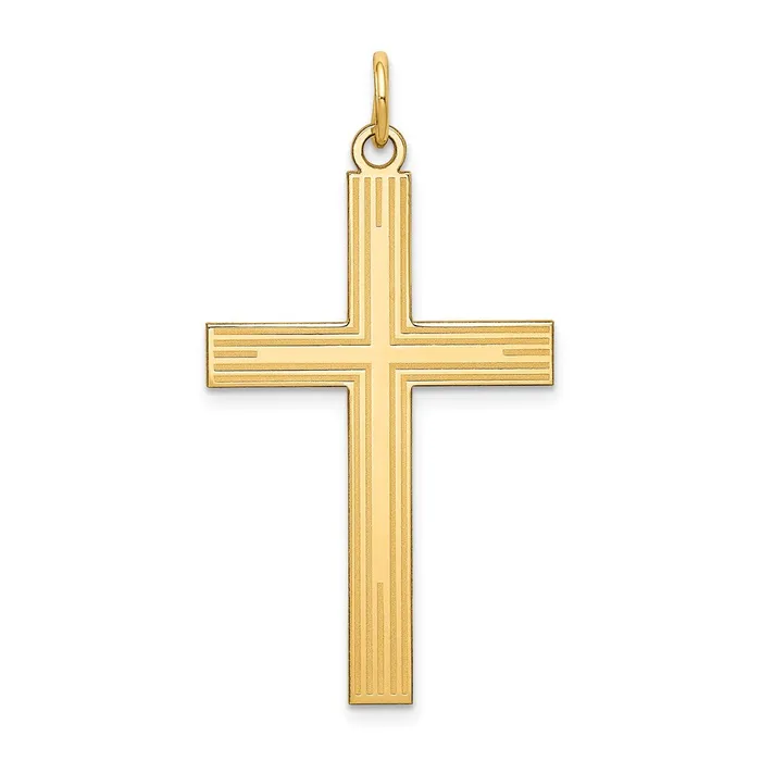 14k Yellow Gold Laser Designed Cross Pendant TreasureFineJewelers Necklaces 14k Yellow Gold Laser Designed Cross Pendant TreasureFineJewelers Necklaces