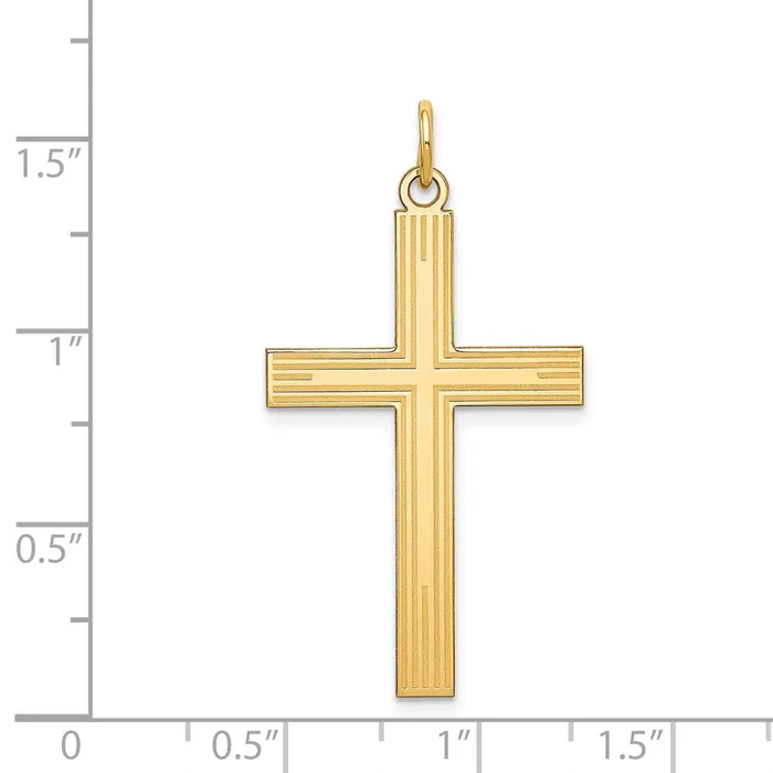 14k Yellow Gold Laser Designed Cross Pendant TreasureFineJewelers Necklaces