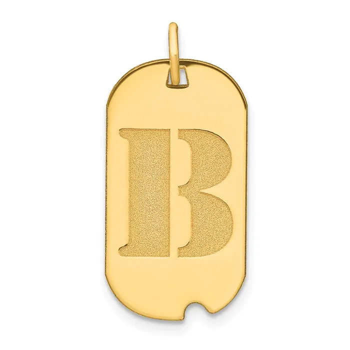 14k Yellow Gold Polished Letter B Initial Dog Tag Pendant TreasureFineJewelers Necklaces 14k Yellow Gold Polished Letter B Initial Dog Tag Pendant TreasureFineJewelers Necklaces