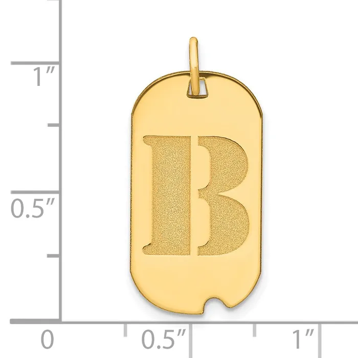 14k Yellow Gold Polished Letter B Initial Dog Tag Pendant TreasureFineJewelers Necklaces