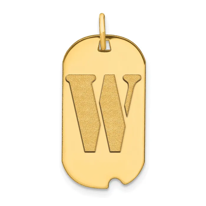 14k Yellow Gold Polished Letter W Initial Dog Tag Pendant TreasureFineJewelers Necklaces 14k Yellow Gold Polished Letter W Initial Dog Tag Pendant TreasureFineJewelers Necklaces