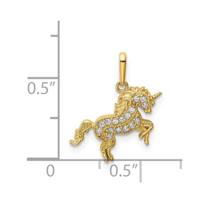 14k Yellow Gold Rearing Unicorn CZ Pendant TreasureFineJewelers PreStyled Sets