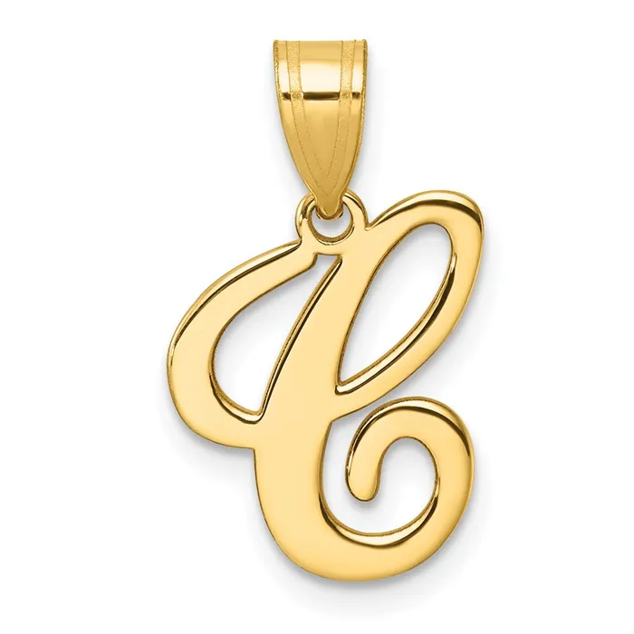 14k Yellow Gold Script Letter C Initial Pendant TreasureFineJewelers Necklaces 14k Yellow Gold Script Letter C Initial Pendant TreasureFineJewelers Necklaces