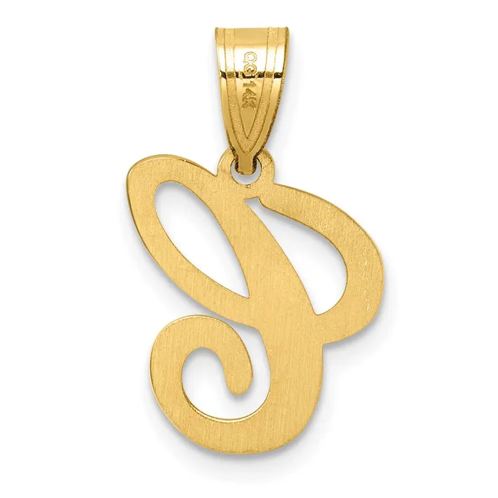 14k Yellow Gold Script Letter C Initial Pendant TreasureFineJewelers Necklaces