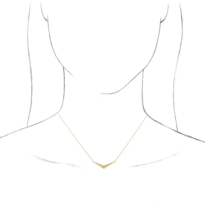 14K Yellow Gold Sculptural V 16 Necklace TreasureFineJewelers Necklaces