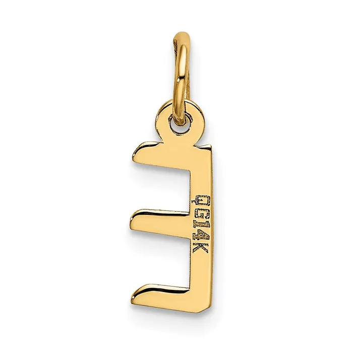 14k Yellow Gold Small Slanted Block Letter E Initial Charm TreasureFineJewelers Charm Necklaces