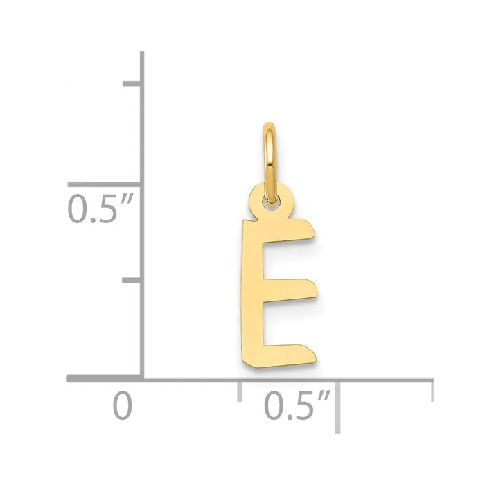 14k Yellow Gold Small Slanted Block Letter E Initial Charm TreasureFineJewelers Charm Necklaces