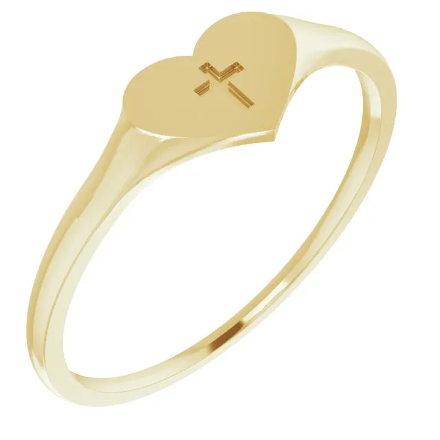 14K Yellow Heart Cross Ring TreasureFineJewelers Rings