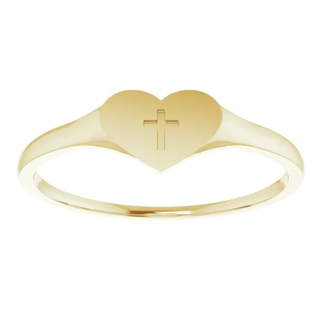 14K Yellow Heart Cross Ring TreasureFineJewelers Rings