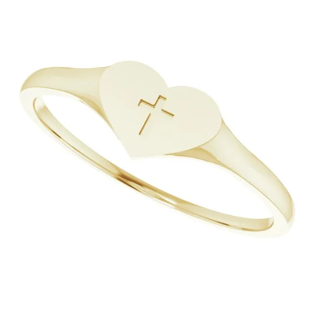 14K Yellow Heart Cross Ring TreasureFineJewelers Rings
