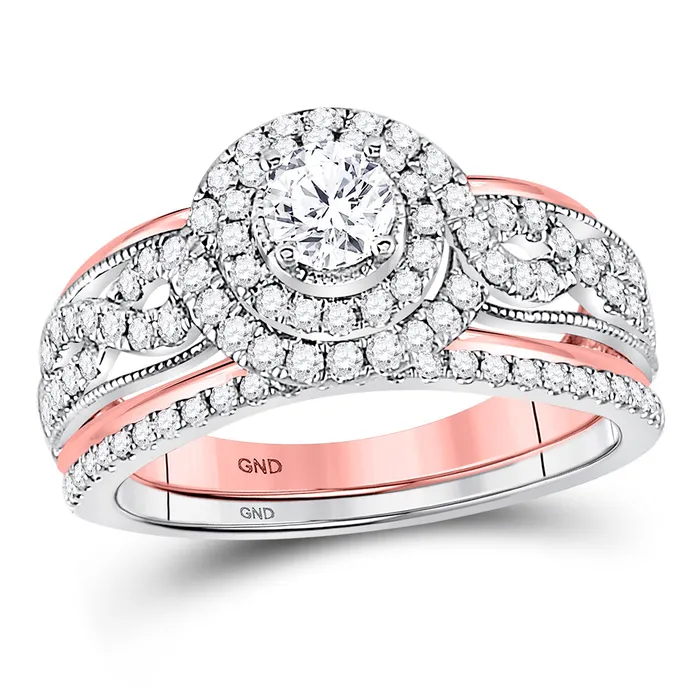 14kt two tone gold womens round diamond bridal wedding engagement ring band set 100 cttw113590 North Arrow Shop Rings 14kt two tone gold womens round diamond bridal wedding engagement ring band set 100 cttw113590 North Arrow Shop Rings