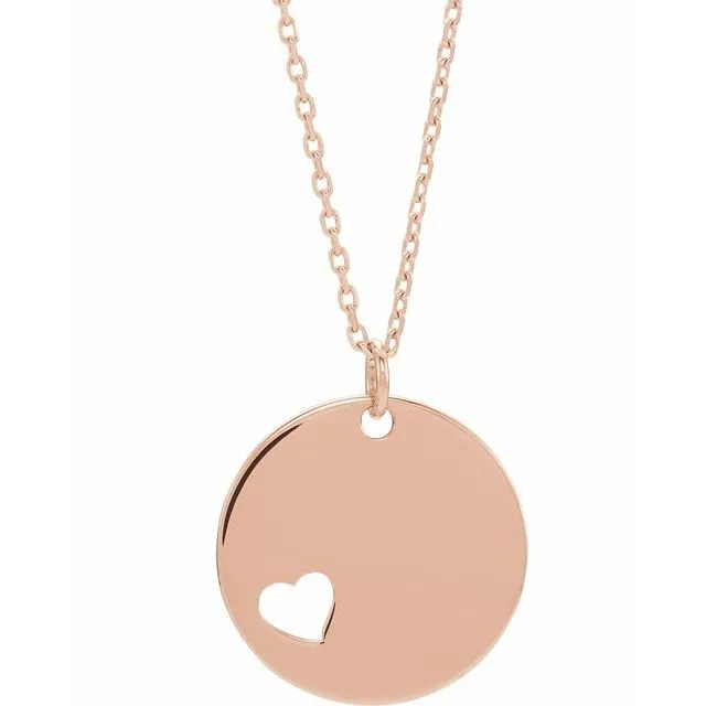 18K Rose GoldPlated Sterling Silver Pierced Heart Disc 1618 Necklace TreasureFineJewelers Necklaces 18K Rose GoldPlated Sterling Silver Pierced Heart Disc 1618 Necklace TreasureFineJewelers Necklaces