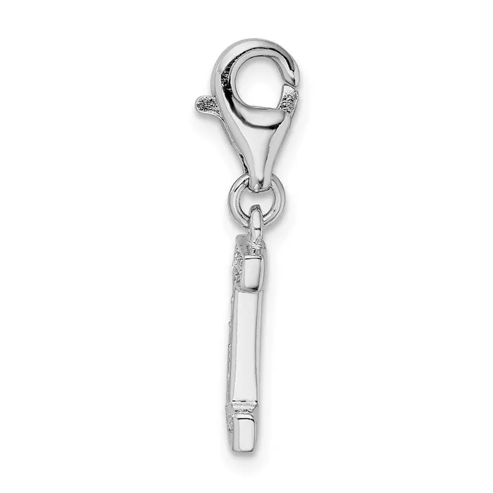 Amore La Vita Sterling Silver Rhodiumplated Polished CZ Letter I Initial Charm with Fancy Lobster Clasp TreasureFineJewelers Necklaces