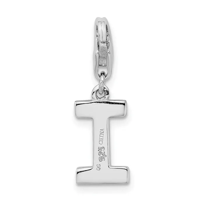 Amore La Vita Sterling Silver Rhodiumplated Polished CZ Letter I Initial Charm with Fancy Lobster Clasp TreasureFineJewelers Necklaces