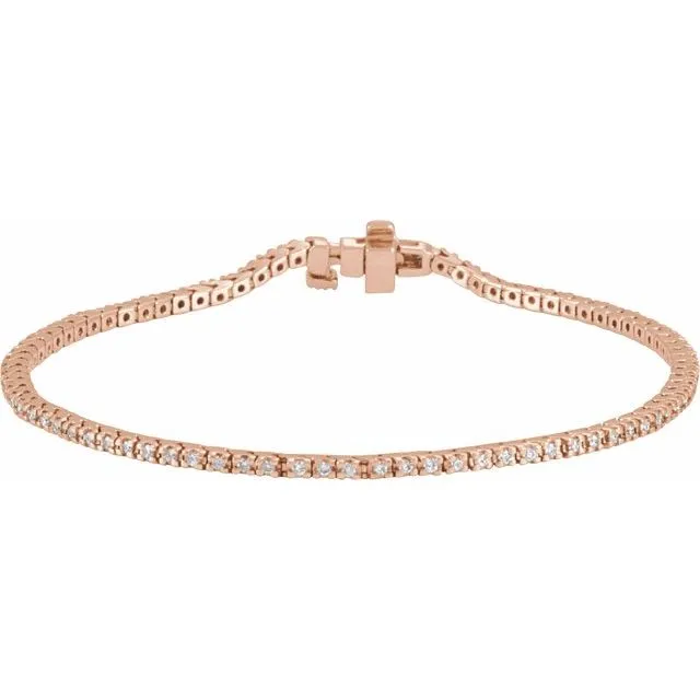 Bracelets 14K Rose Gold 78 CTW Natural Diamond Line 7 14 Bracelet TreasureFineJewelers Bracelets 14K Rose Gold 78 CTW Natural Diamond Line 7 14 Bracelet TreasureFineJewelers