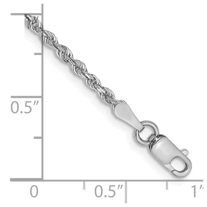 Bracelets 14k White Gold 2mm Diamondcut Quadruple Rope Lobster Clasp Chain Bracelet TreasureFineJewelers
