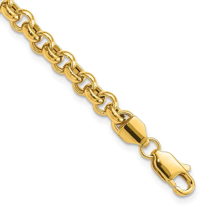 Bracelets TreasureFineJewelers 14k 75in 5mm Polished Fancy Rolo Link Bracelet Bracelets TreasureFineJewelers 14k 75in 5mm Polished Fancy Rolo Link Bracelet