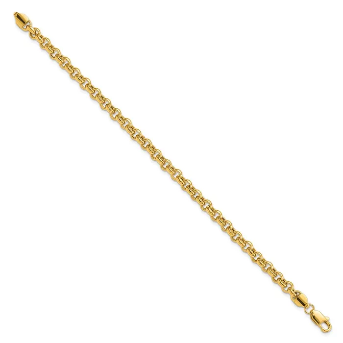 Bracelets TreasureFineJewelers 14k 75in 5mm Polished Fancy Rolo Link Bracelet