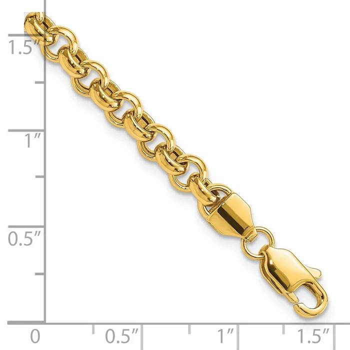 Bracelets TreasureFineJewelers 14k 75in 5mm Polished Fancy Rolo Link Bracelet