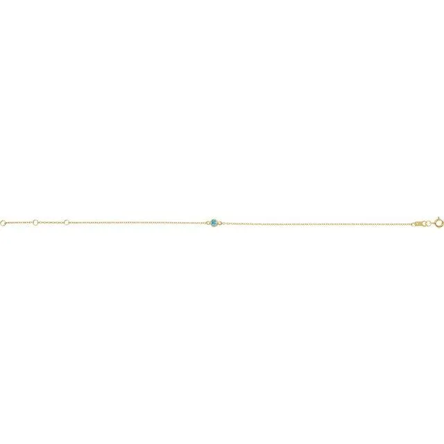 Bracelets TreasureFineJewelers 14K Yellow Gold Natural Blue Zircon BezelSet Solitaire 6 127 12 Bracelet