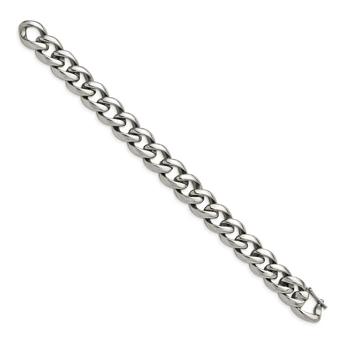 Bracelets TreasureFineJewelers Chisel Stainless Steel Polished 825 inch Curb Link Bracelet