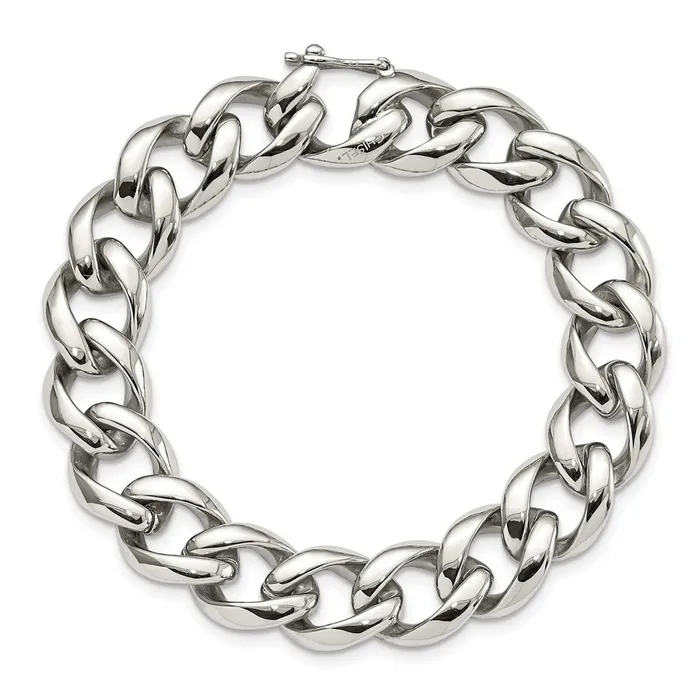 Bracelets TreasureFineJewelers Chisel Stainless Steel Polished 825 inch Curb Link Bracelet