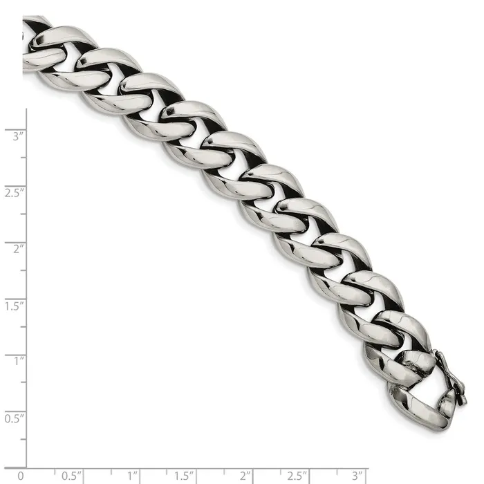 Bracelets TreasureFineJewelers Chisel Stainless Steel Polished 825 inch Curb Link Bracelet