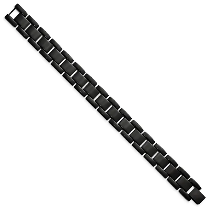 Bracelets TreasureFineJewelers Chisel Stainless Steel Polished Black IPplated 825 inch Link Bracelet