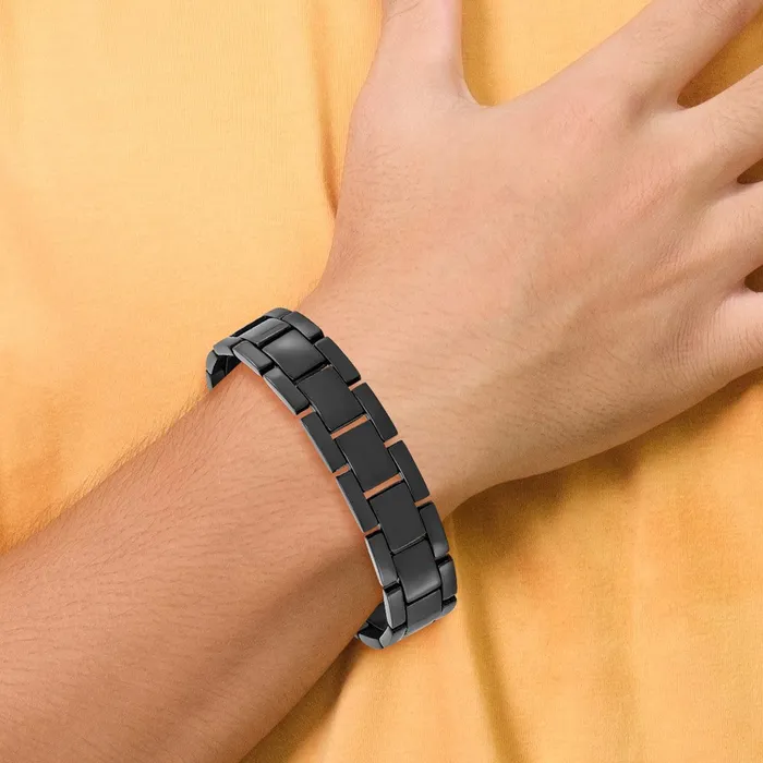 Bracelets TreasureFineJewelers Chisel Stainless Steel Polished Black IPplated 825 inch Link Bracelet